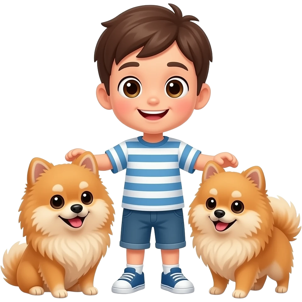 Pomeranian dogs with a boy emoji