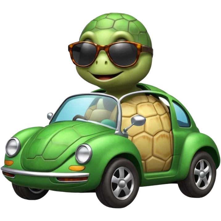 Turtle driving car emoji
