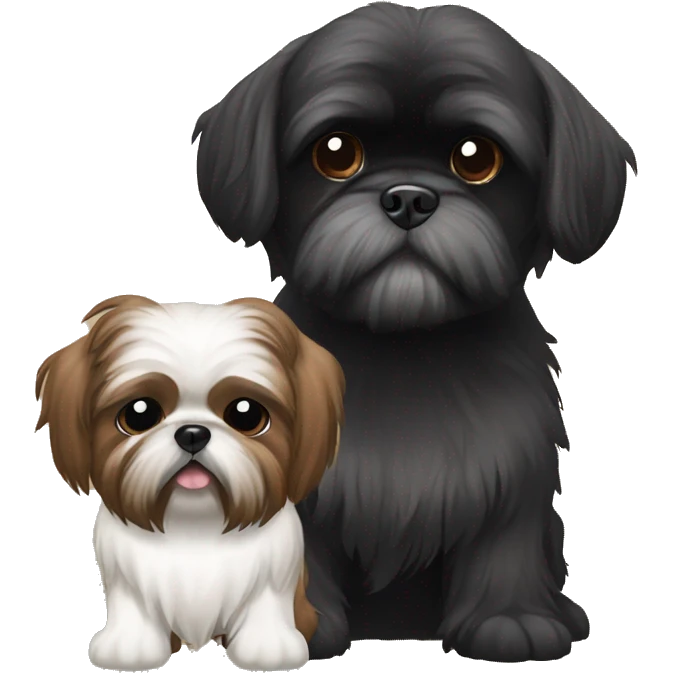 Brown shih tzu and black shih tzu emoji