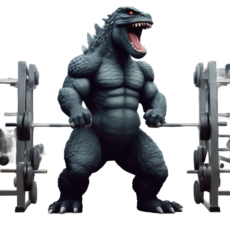 strong godzilla at gym emoji