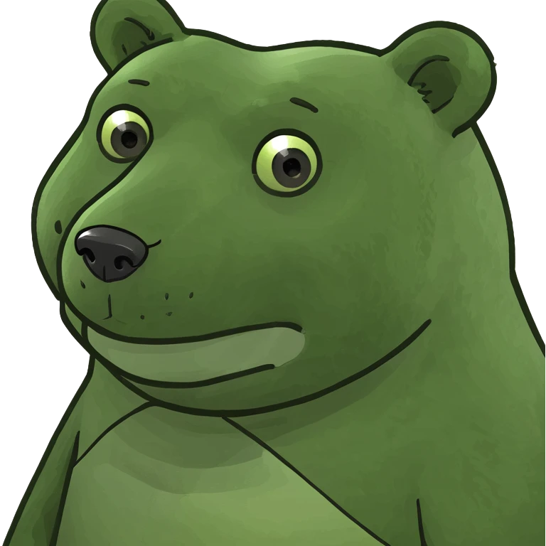 a serious-faced bear in an intercepting action, front view, suitable for meme emoji emoji