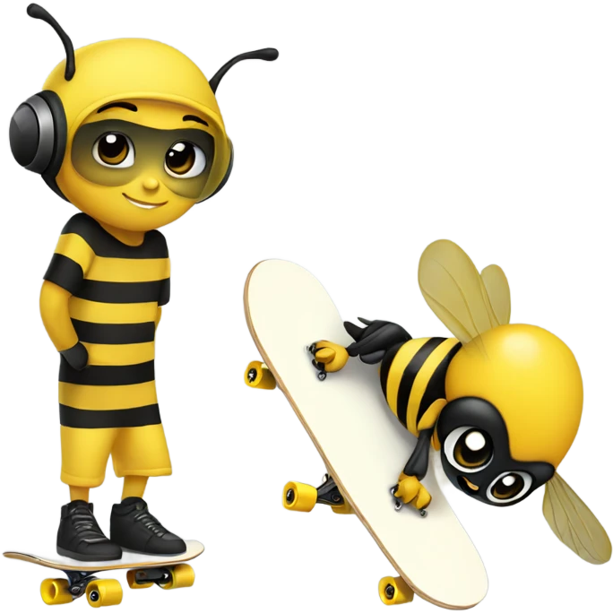 bumble cute bee skate boarding  emoji