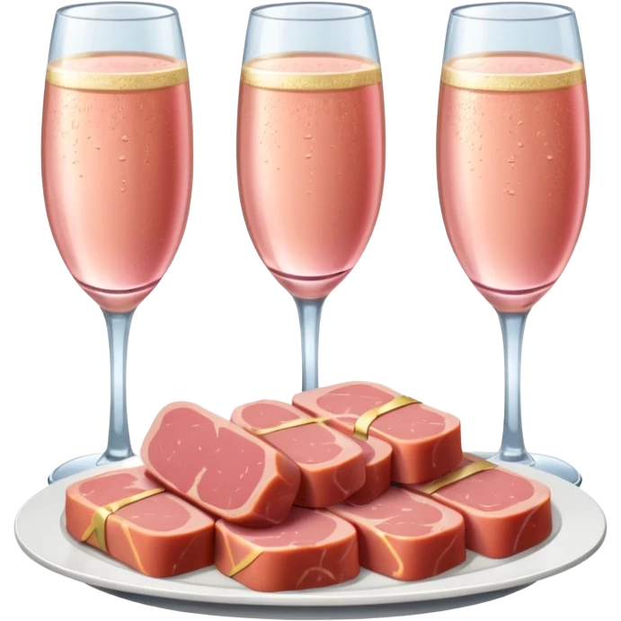 pink champagne and french spam meat platter emoji