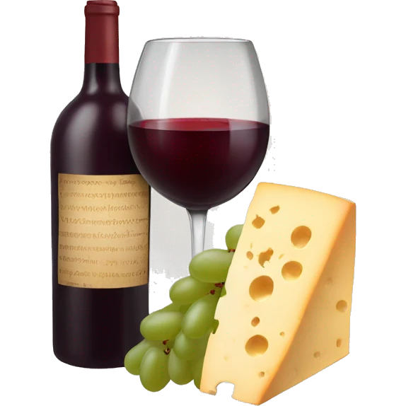 Red wine, cheese and grapes emoji
