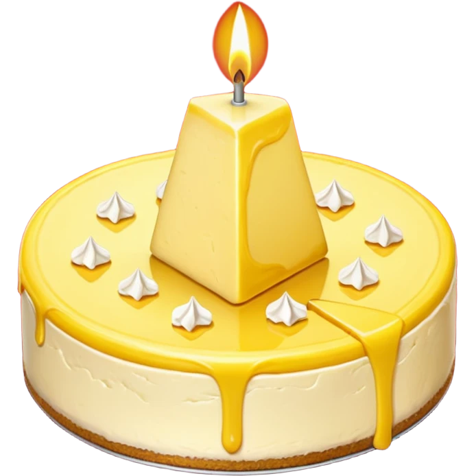 triangle lemon cheesecake on red birthday candle emoji