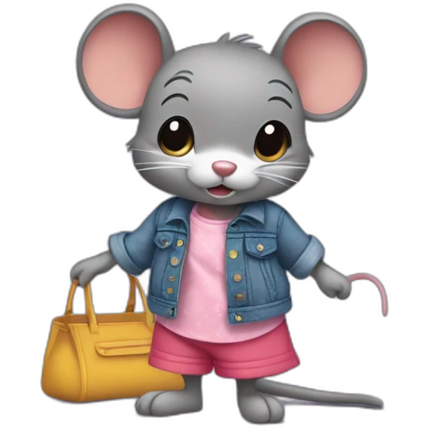 Ratita con ropa de minnie emoji