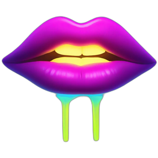 neon light lips emoji