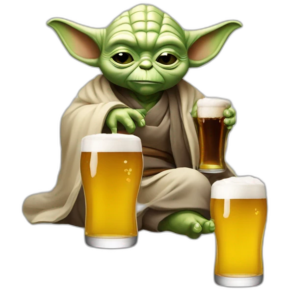 Maître Yoda qui dort avec un chat et une bière une bière emoji