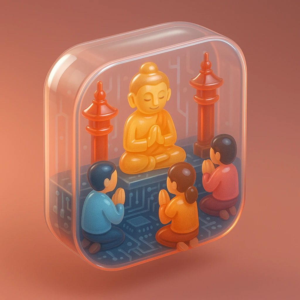 people praying in a Buddhist temple emoji