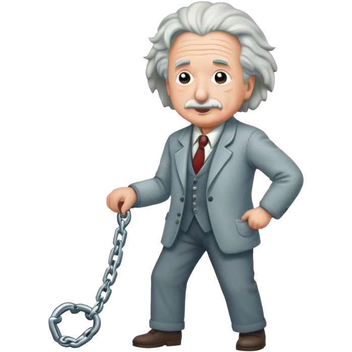 Albert einstein pulling on a chain emoji