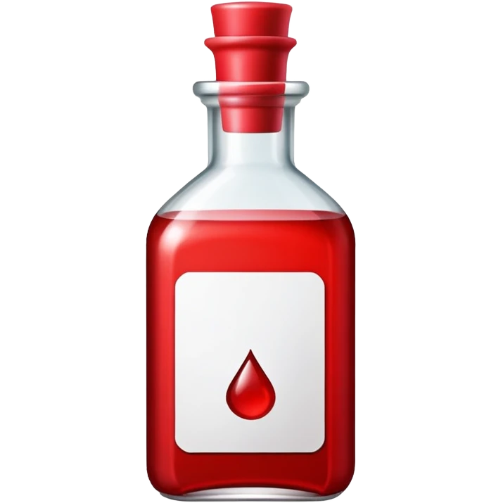 dnd item icon, red health potion squared shape bottle short in height and 'front view emoji