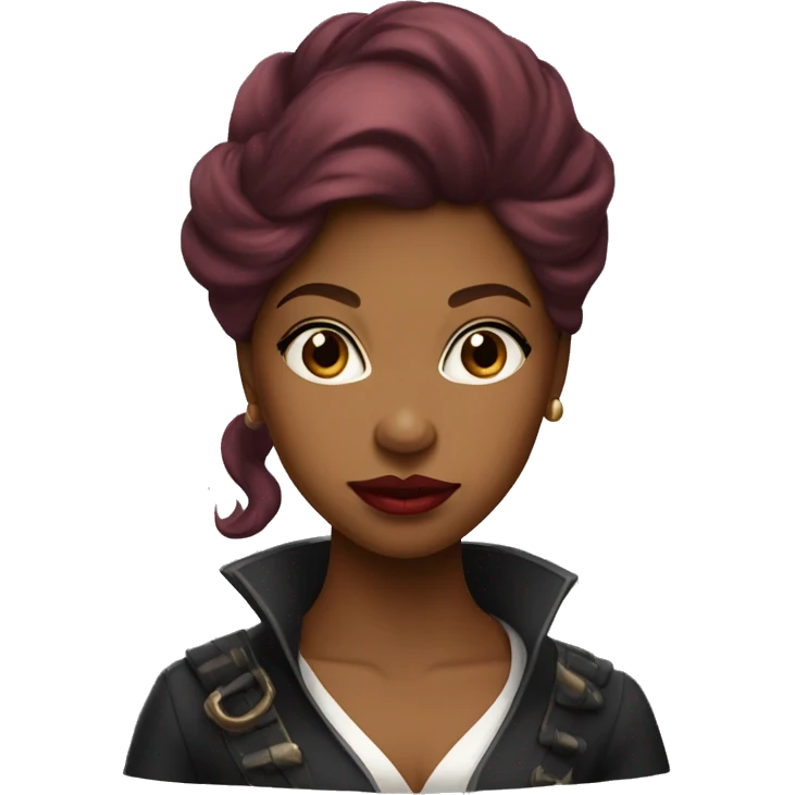 Three Musketeers black woman smooth long red hair big lips emoji