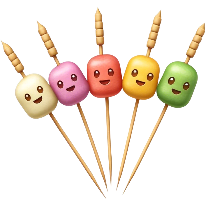 Cinematic Realistic Dango Dessert Emoji, showcasing colorful rice dumplings on skewers rendered with lifelike textures and soft, inviting lighting. emoji