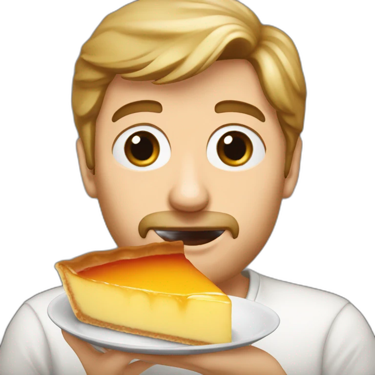François Holland eating a flan emoji