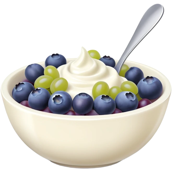 yoghurt bowl with grapes and blueberries emoji