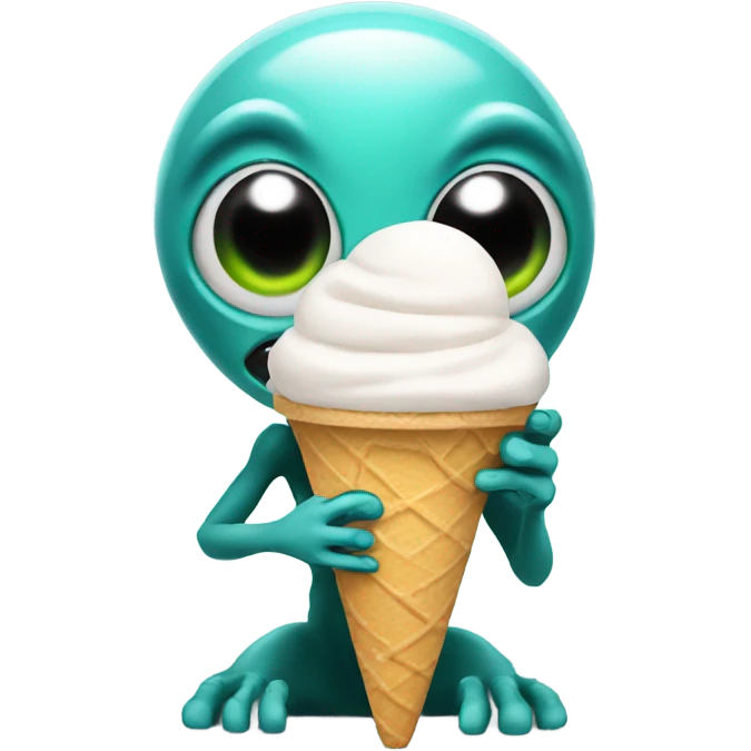 Alien eating ice cream emoji