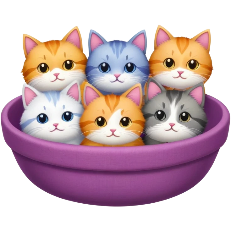 Five emotional support kitties in a fabric bowl emoji