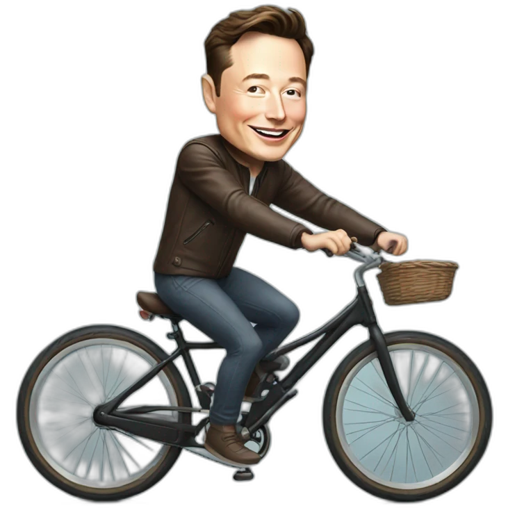 Smiling Elon Musk riding bicycle emoji