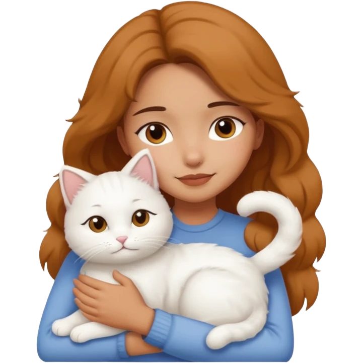 Latina girl hugging white cat emoji