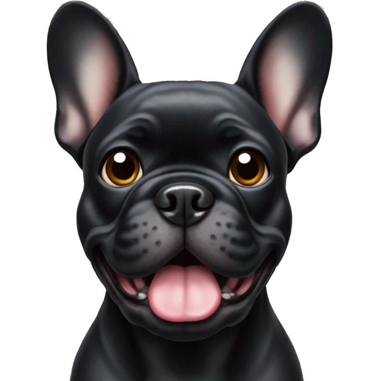 Black frenchbulldog with Cute Face and the Right ear down emoji