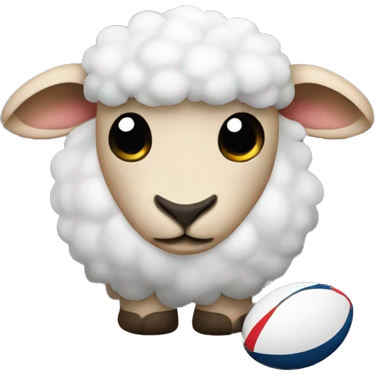 A sheep with a rugby balls emoji