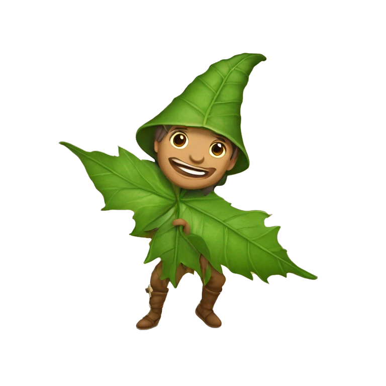 Duende arriba de una hoja emoji