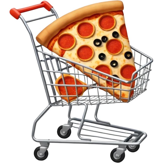 carrello della spesa con pizza oppure vuoto emoji