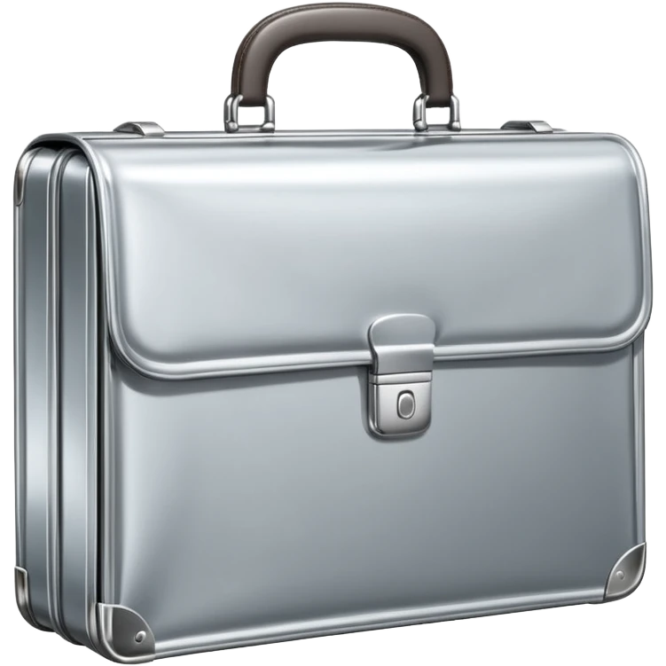 A luxury briefcase emoji made of polished silver chrome, smooth rectangular shape, metallic reflections, minimal high-end design, swag business aesthetic, iOS emoji style, centered, clean white background
 emoji