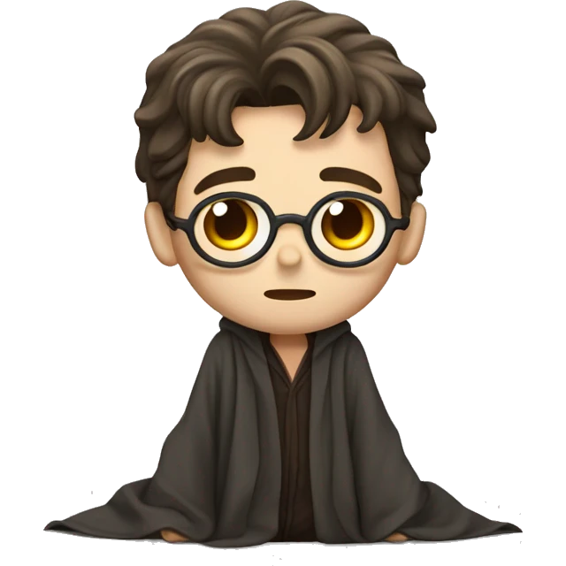 full body Harry Potter in robe laying down looking very stressed  emoji
