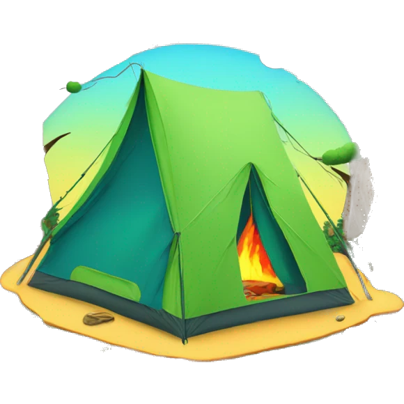 420 psychedelic cartoon Camping, pine trees, thick lines emoji