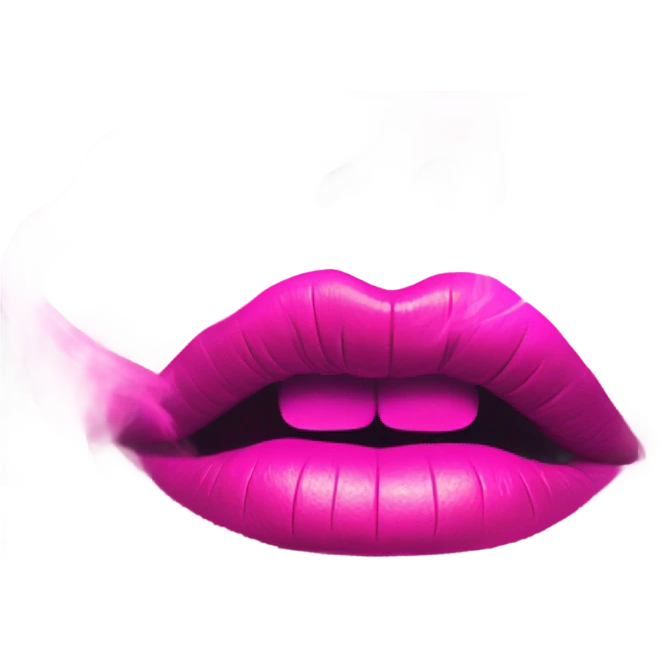 Neon pink lips are smoke emoji