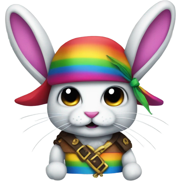 Rainbow bunny pirate emoji
