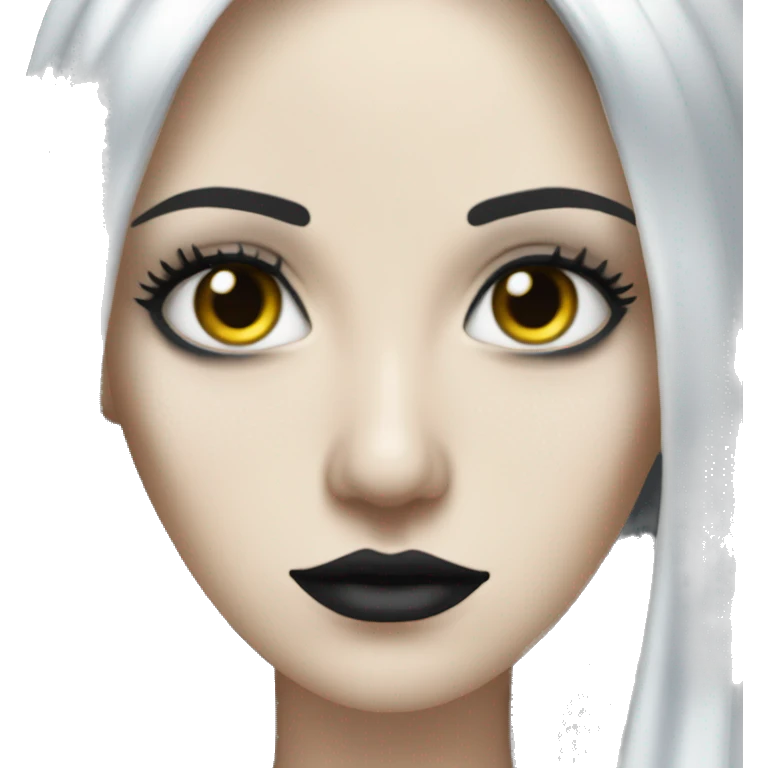 white goth women with long black hair and tear proof mascara soaked in water emoji