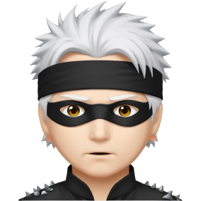 Gojo saturo with spiky hair and blind fold emoji