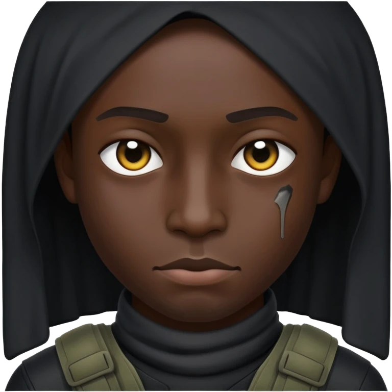 wounded soldier black skinned with black clothes emoji
