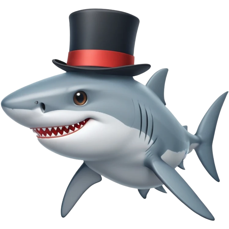 Shark with a top hat emoji