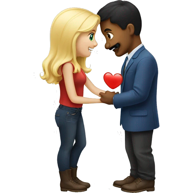 Boy with mustache proposing to a blonde girl emoji