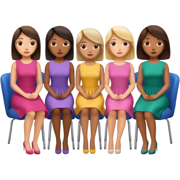 appreance of 6 woman sitting each chair from behind  emoji