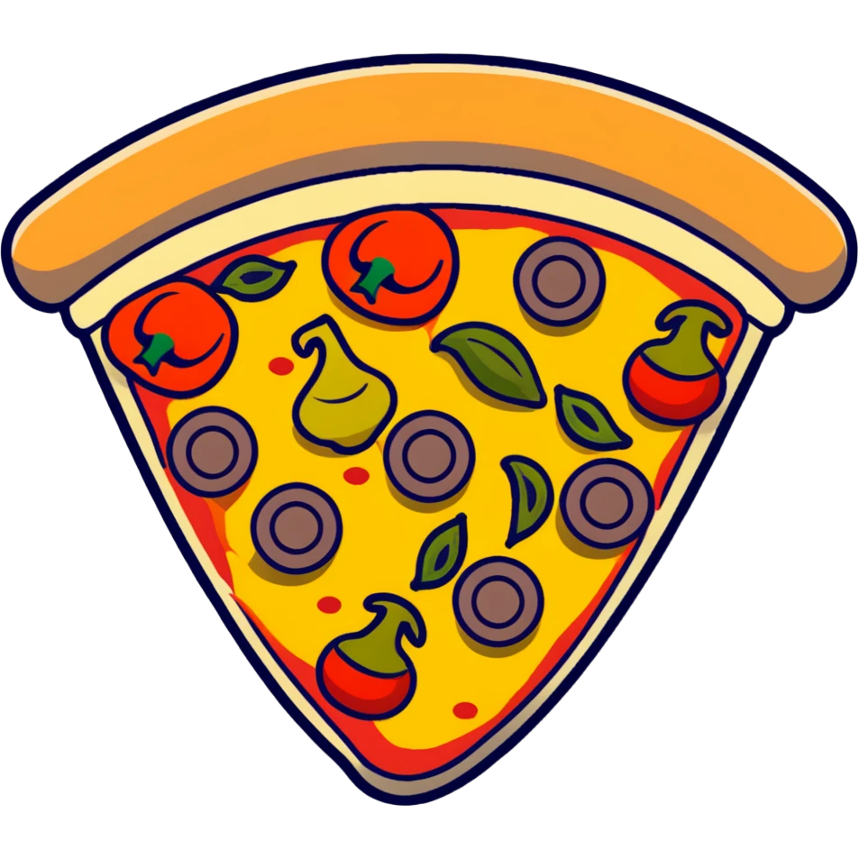 veggie pizza with mushrooms bell peppers and olives emoji