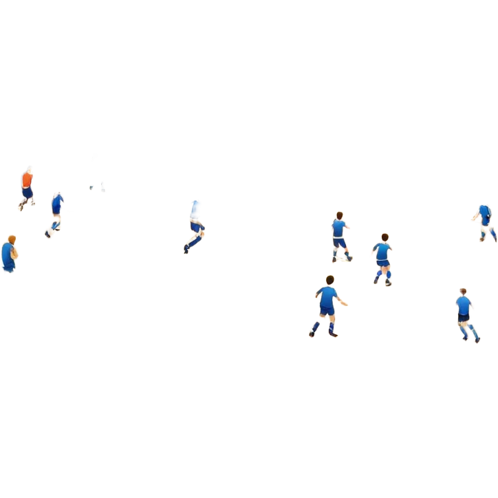 A mini-football match in an indoor sports hall with a wooden floor and clear court markings. The scene captures players in action, with the ball moving towards the goal, and the surrounding bleachers and overhead lights adding to the atmosphere of a competitive game. emoji