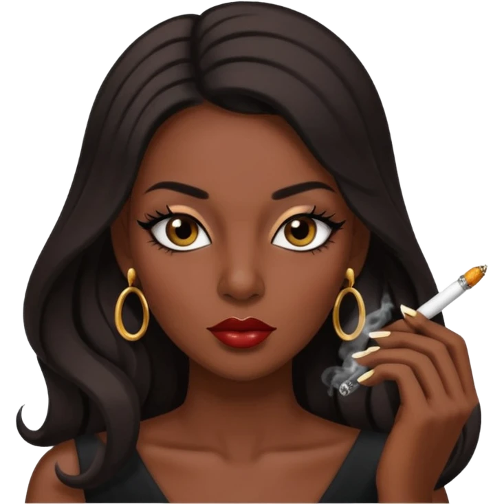 Baddie smoking face with lashes and nails  emoji