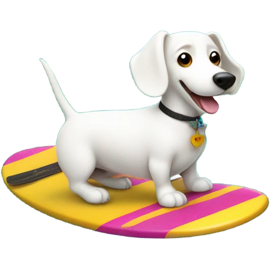 White sausage dog surfing emoji