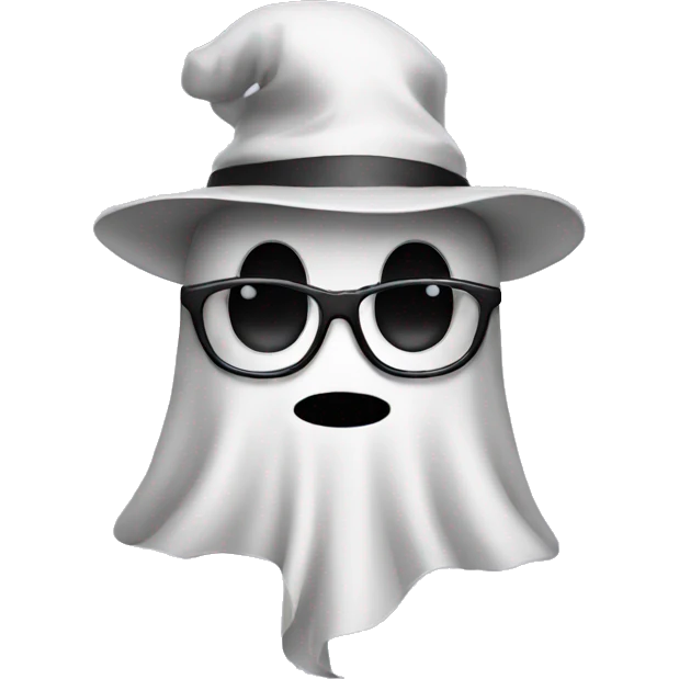 Ghost with glasses and hat emoji