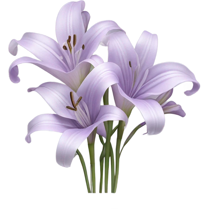 Flower Bouquet of pastel violet lilies realistic emoji