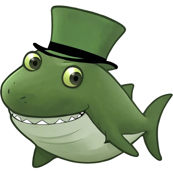 Shark with a top hat emoji