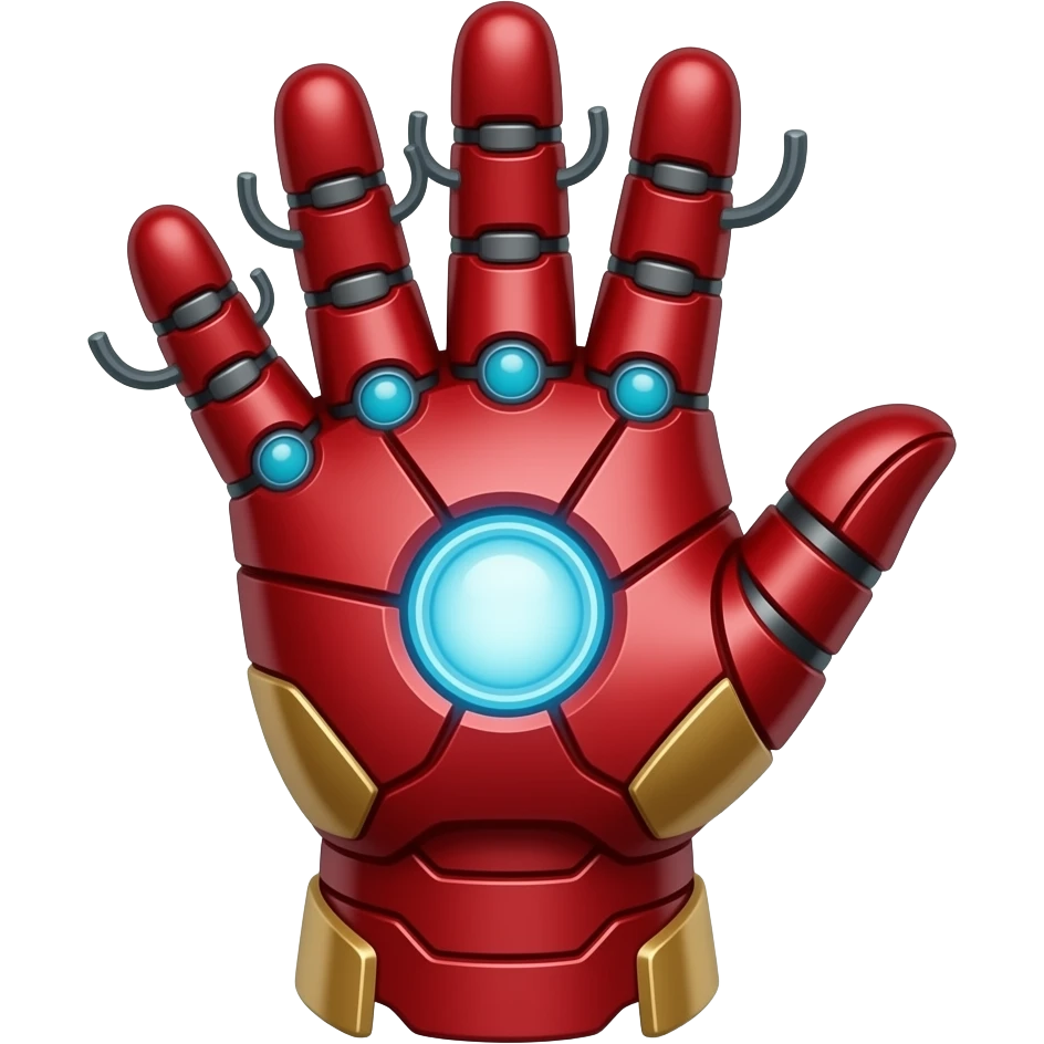 Iron man glove with the infinite stones and to the wrist in form of click fingers turn around and click fingers emoji
