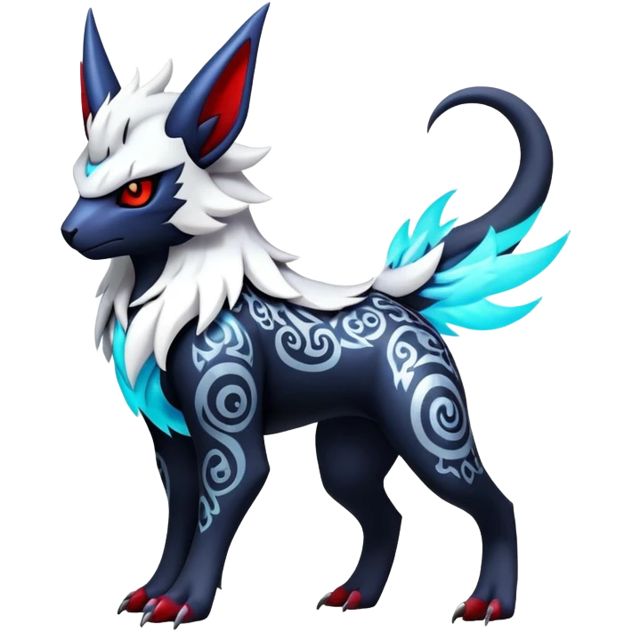 Shiny Colorful Gothic Exotic Badass Cool Absol-Zangoose-Pokémon-Fakémon-hybrid-creature (full body) emoji