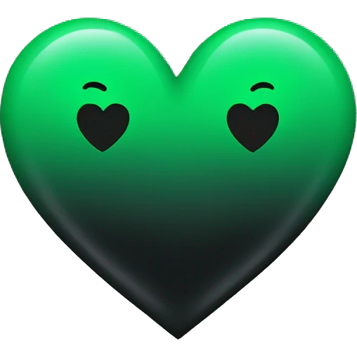 Half black and half Green heart emoji