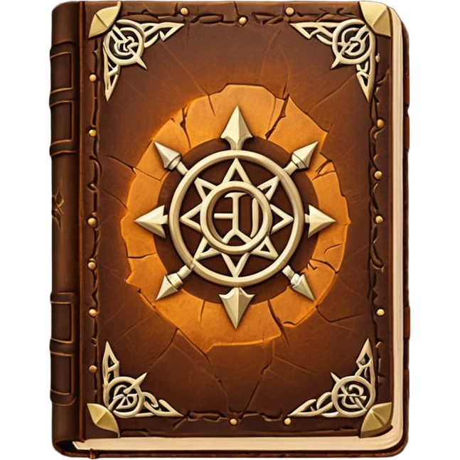 Spell Book – Old leather book glowing with runes emoji