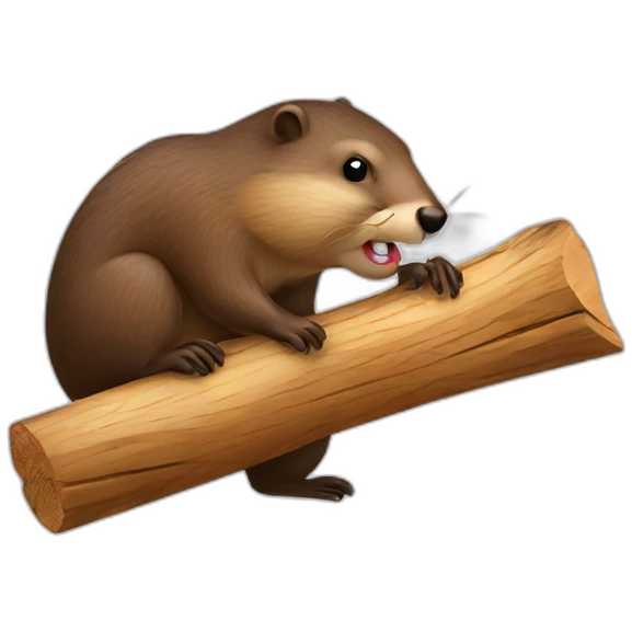 Beaver biting wood emoji